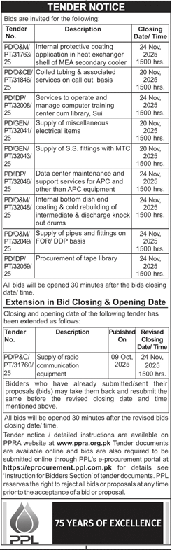 PPL Tender Notice